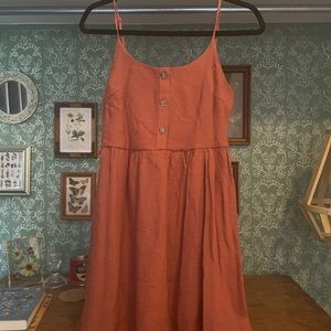 Burnt Orange Summer Dress - Linen Feel